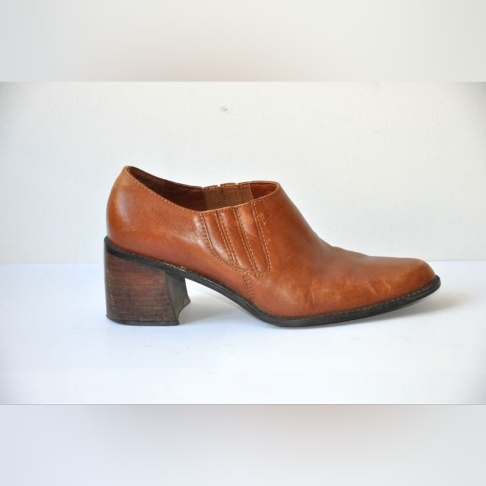 Bass Vintage Genuine Leather Brown Western Loafers Boots - Picture 4 of 4
